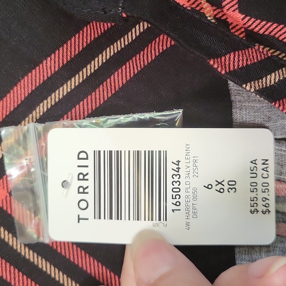 Torrid black plaid with red and tan - Picture 5 of 8